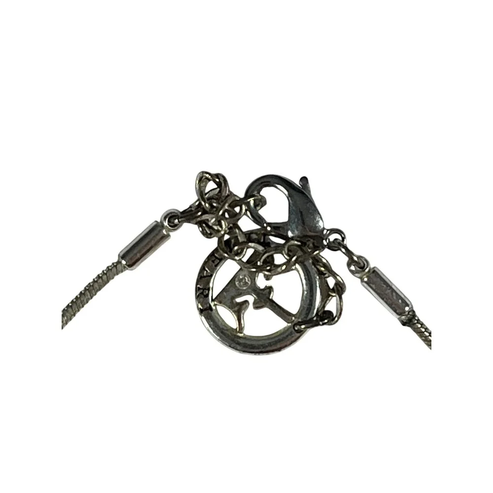 Trifari Silver Tone Textured Pendant Snake Chain Necklace